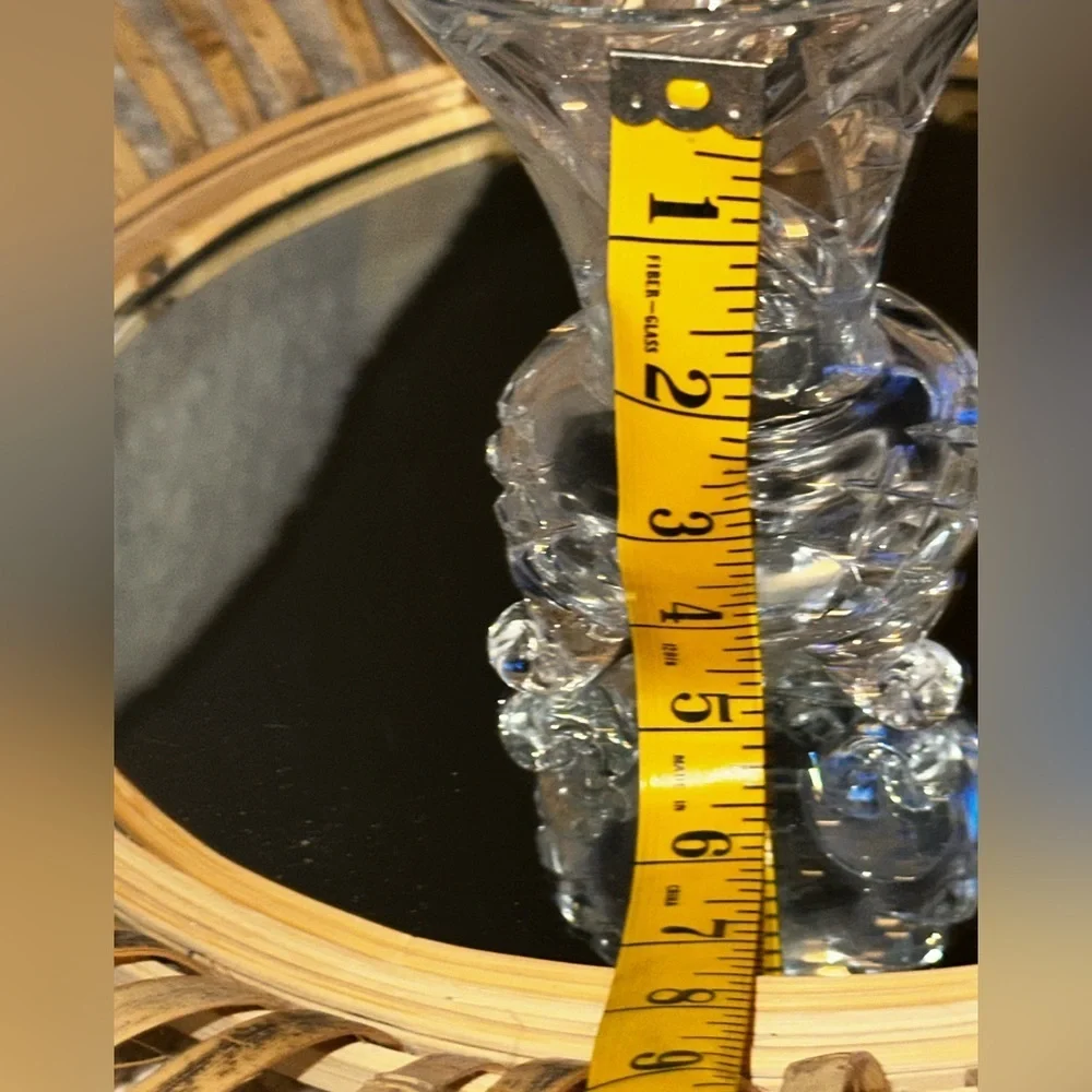 Vintage Bohemian Hand Cut Lead Crystal Pinwheel 3 Footed Vase